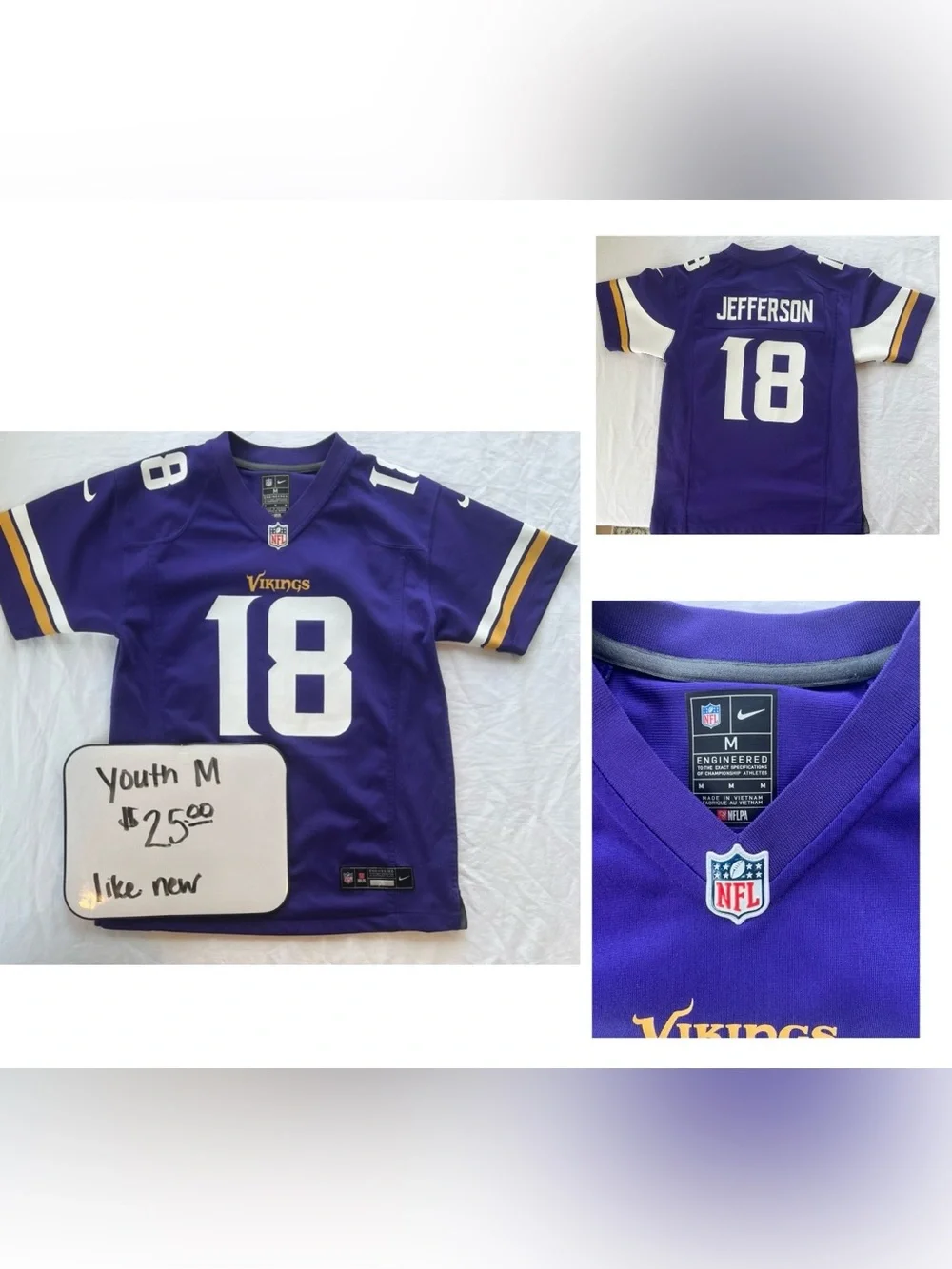 Nike Purple Minnesota Vikings Youth #18 Jersey - Jefferson